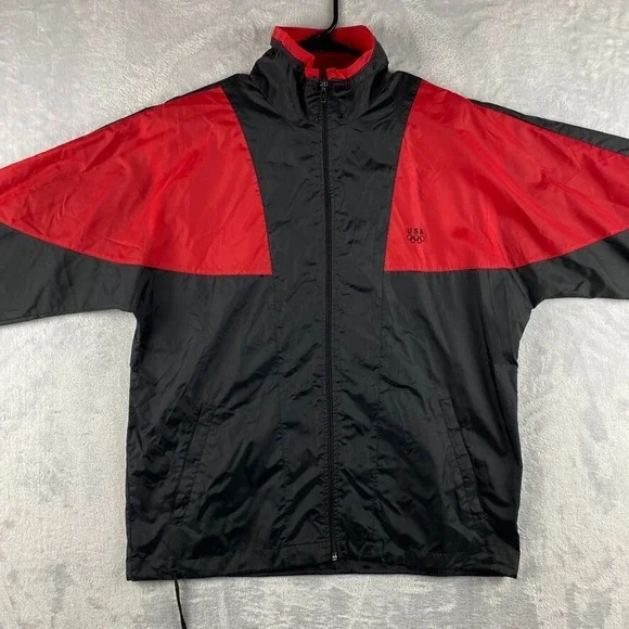 Vintage USA Olympics Jacket Mens Small Black Red Colorblock 90s JC Penney Vented - Picture 2 of 13